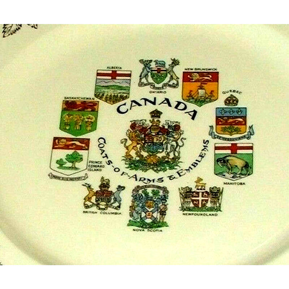 Canada Souvenir Plate Coats of Arms Alfred Meakin Ivory Gold Vintage Collectible - Picture 2 of 6